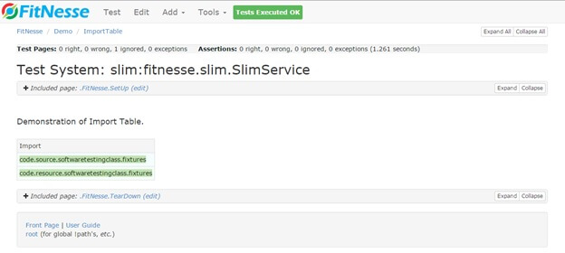Import Table FitNesse