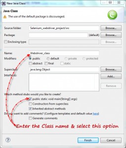 Create Java Class - Selenium WebDriver