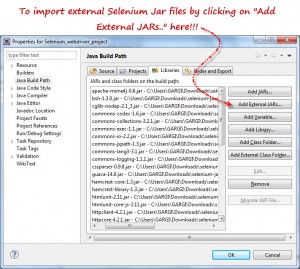Import External- Selenium Client JAR Files