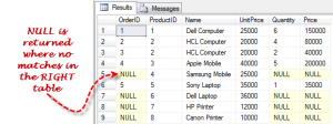 SQL LEFT OUTER JOIN Query Result