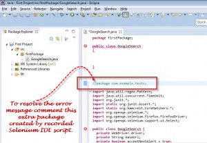 Selenium code comment extra package