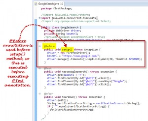 Before Annotation Used In Selenium Webdriver