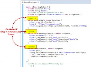 Comment Test Annotation Used In Selenium Webdriver