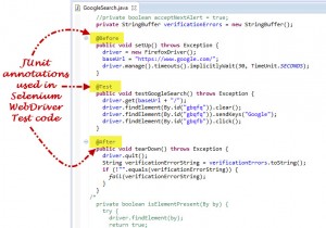 Junit Annotations Used In Selenium Webdriver Code