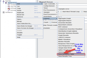 View Results in Table in Jmeter