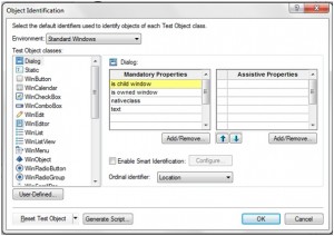 UFT Objects Identification