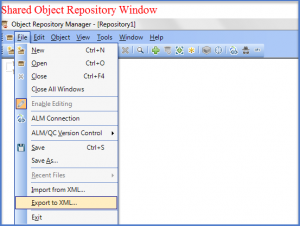 UFT Shared Repository Window