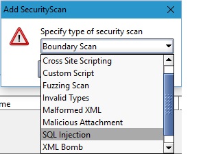 security testing drop down menu