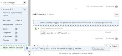 Planning a version in JIRA | Software Testing Class