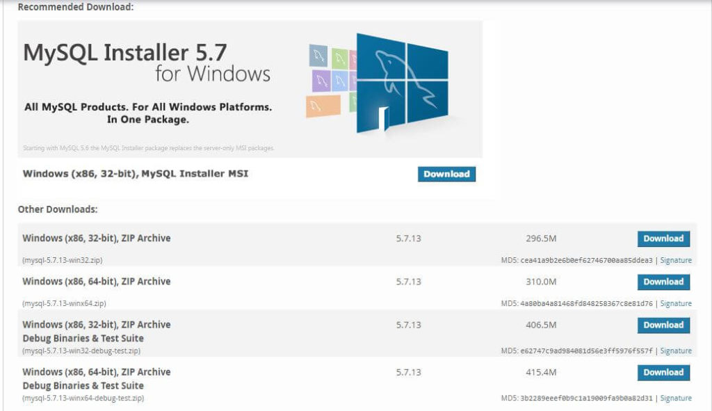 MySQL Database Installation