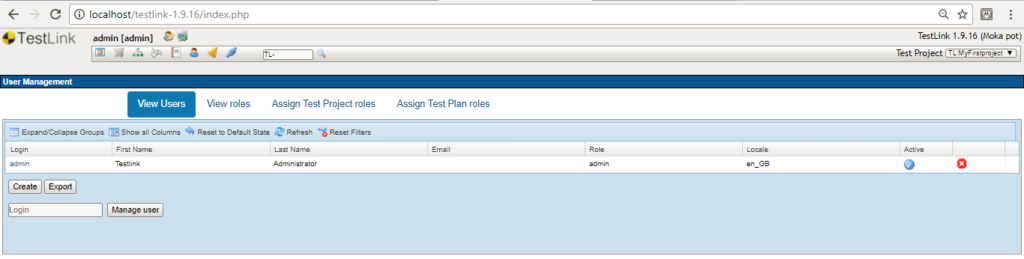 TestLink View Users