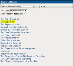 Reports in Testlink