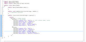 Java Fixture used for Query table demonstration