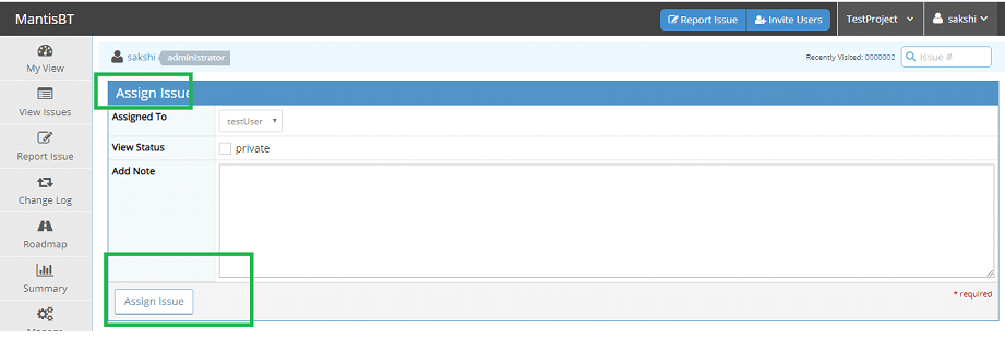 Mantis Assign Issue