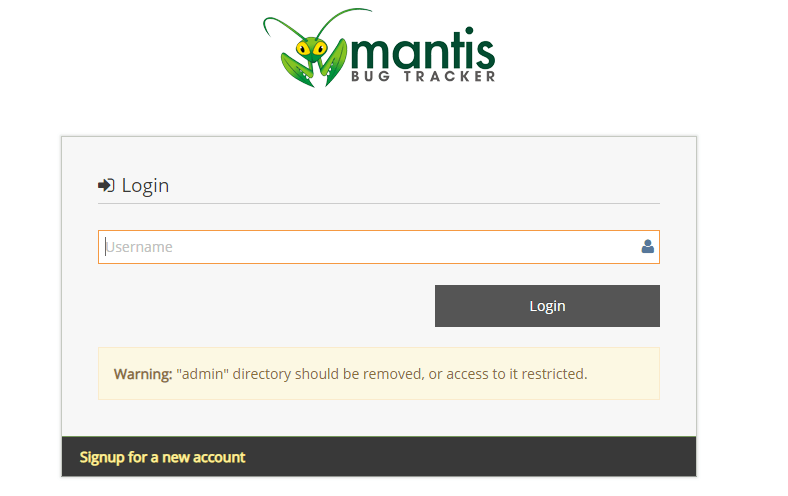 Mantis Login Page