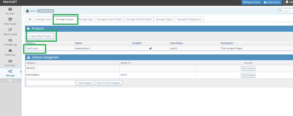 Mantis Manage Project